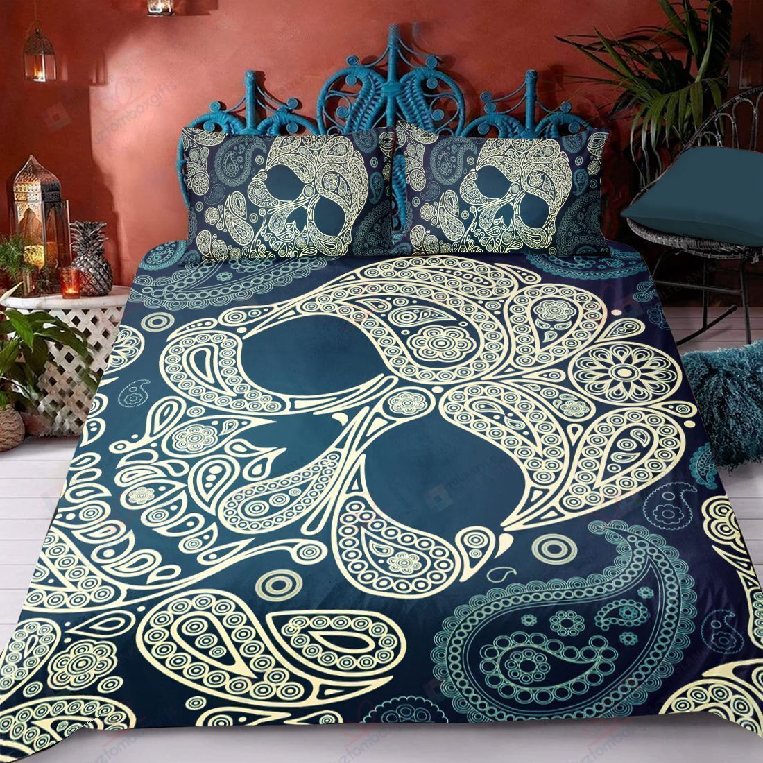 Skull Art Pattern Bedding Set Bed Sheets Spread Comforter Duvet Cover Bedding Sets