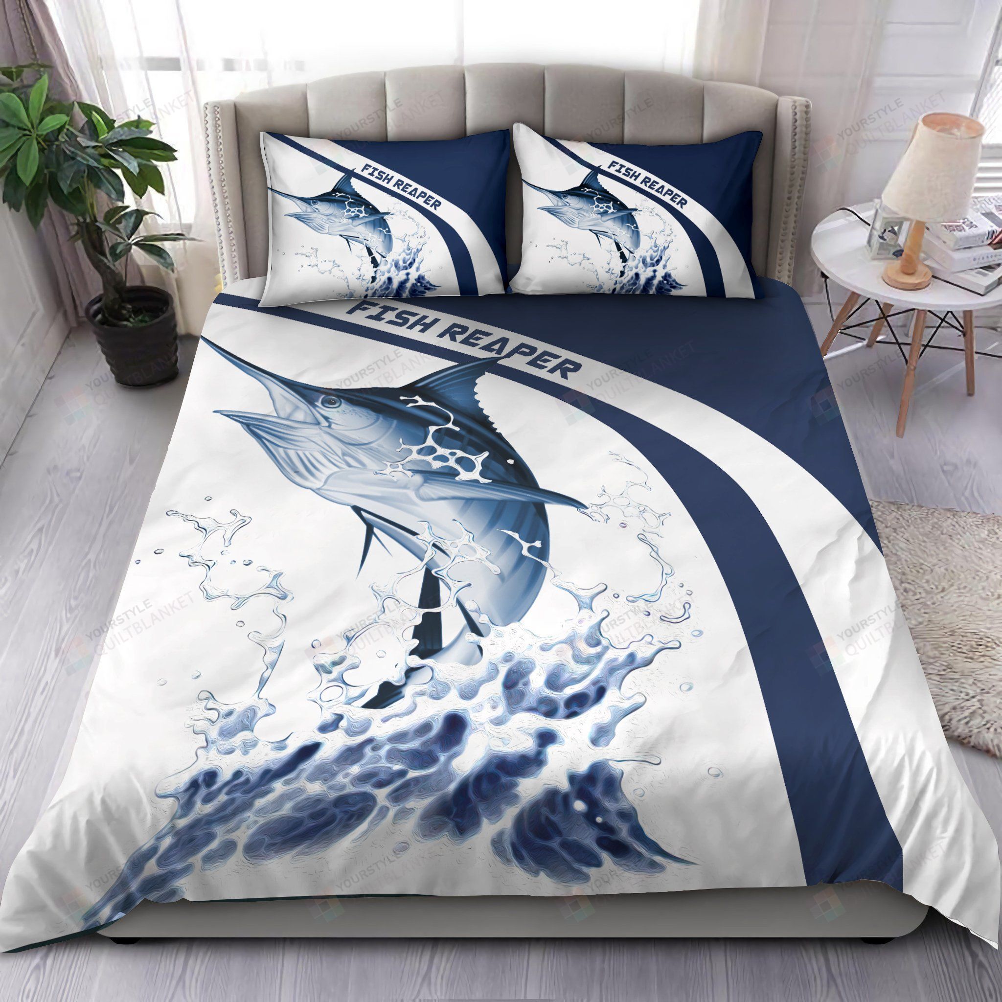 Marlin Fishing Fish Reaper Bedding Set Cotton Bed Sheets Spread Comforter Duvet Cover Bedding Sets