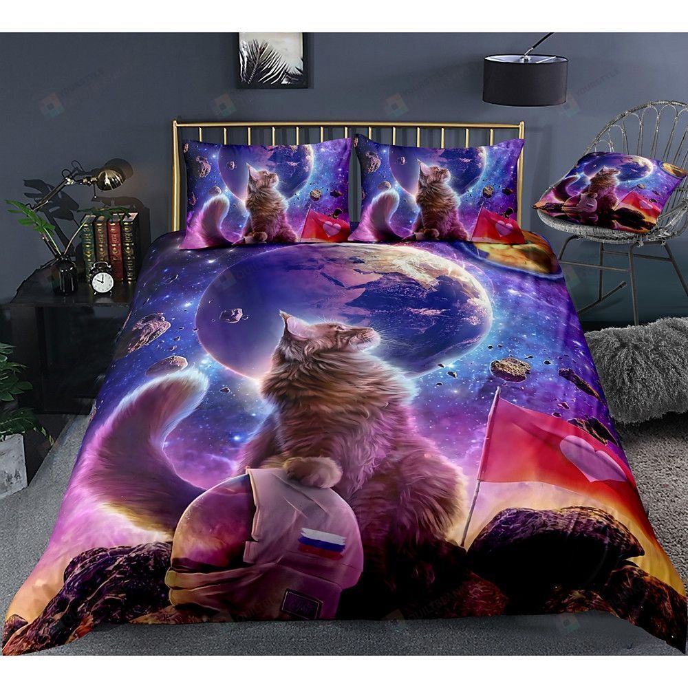 Space Cat Bed Sheets Duvet Cover Bedding Set