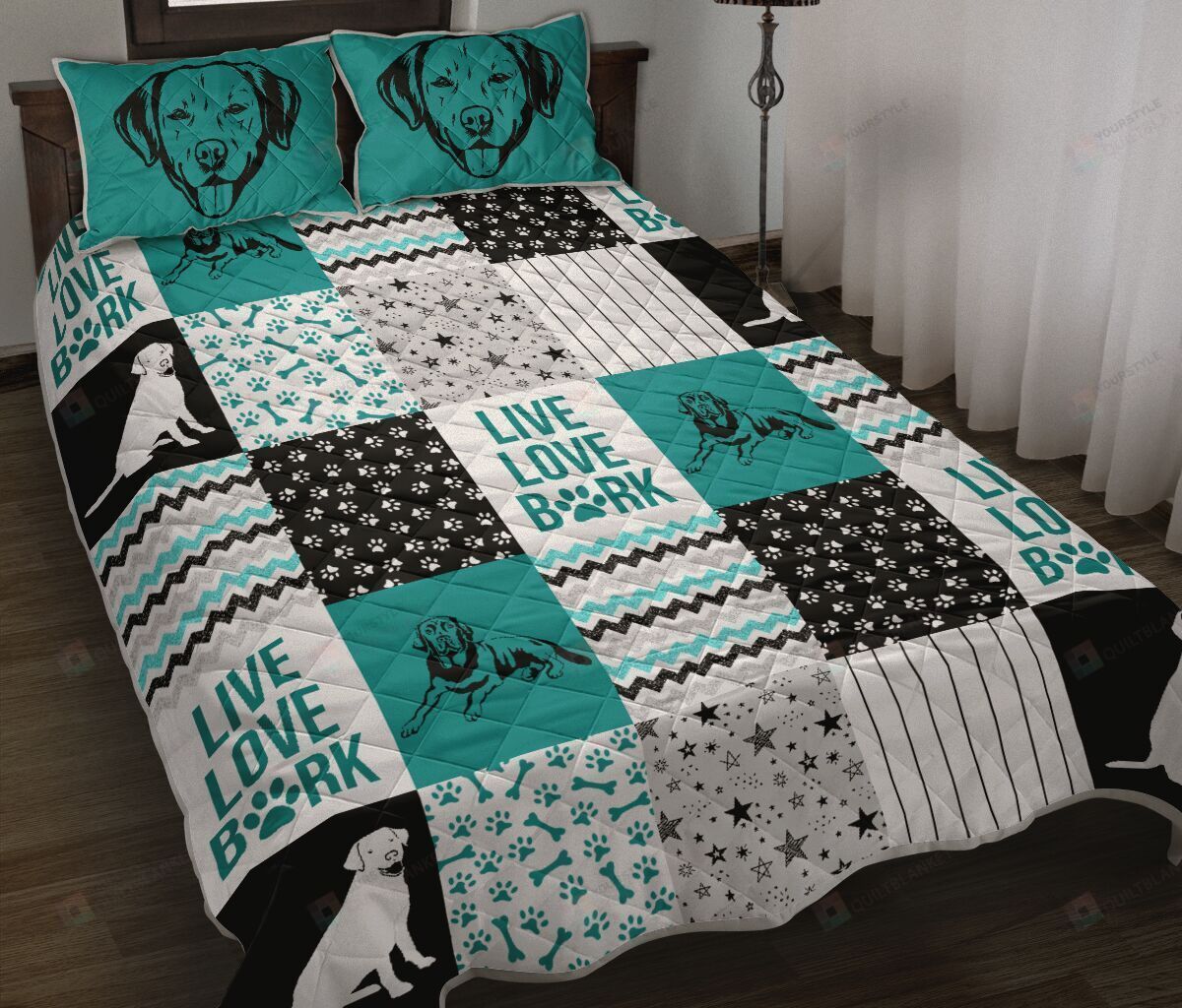 Labrador Dog Shape Pattern Quilt Bedding Set