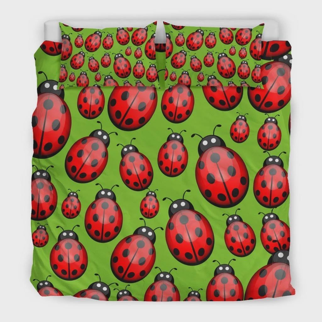 Ladybug Print Pattern Duvet Cover Bedding SetCotton Bed Sheets Spread Comforter Duvet Cover Bedding Sets