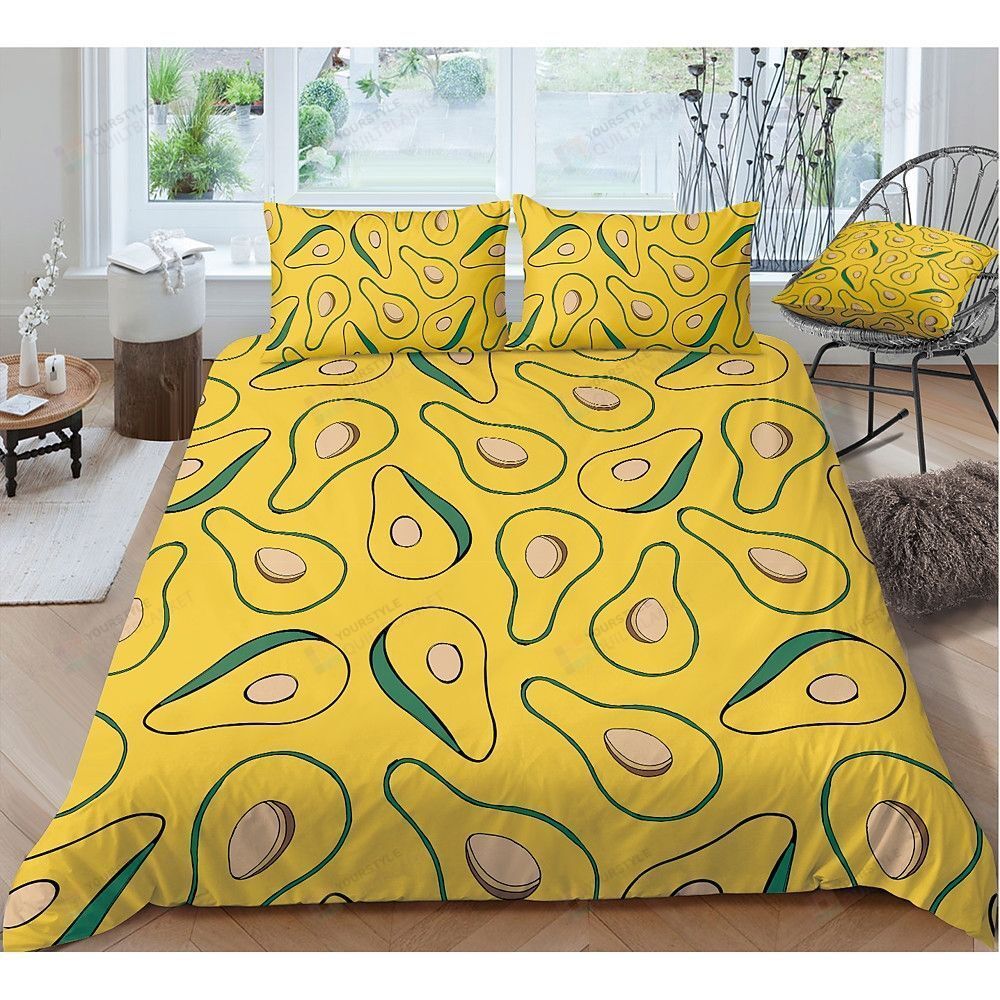 Avocado Pattern Bedding Set Bed Sheets Spread Comforter Duvet Cover Bedding Sets