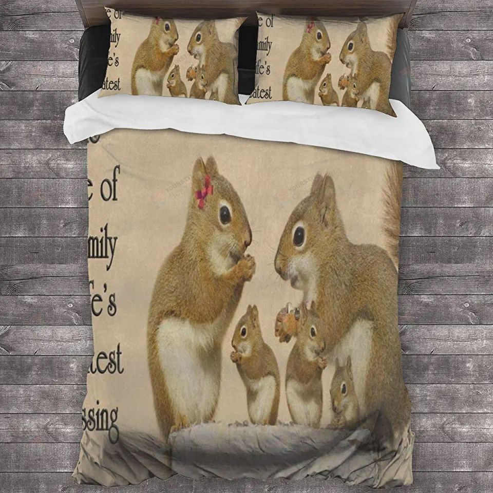 Quote Family Of Squirrels Bedding Set (Duvet Cover & Pillow Cases)