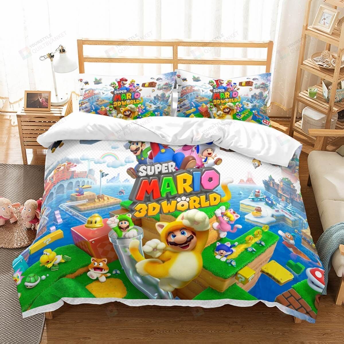 3d Super Mario 3d World Duvet Cover Bedding Set