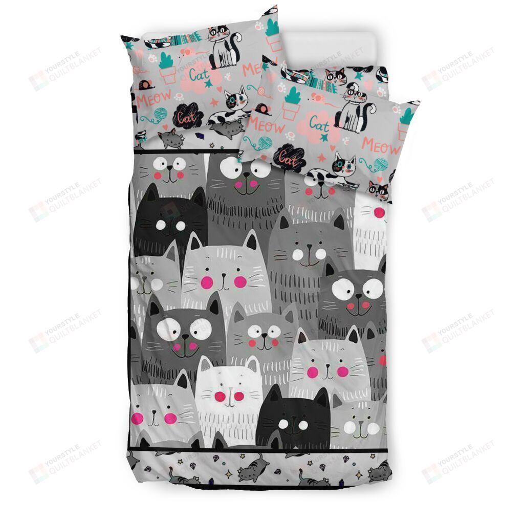 Cute Cat Family Bedding Set Cotton Bed Sheets Spread Comforter Duvet Cover Bedding Sets