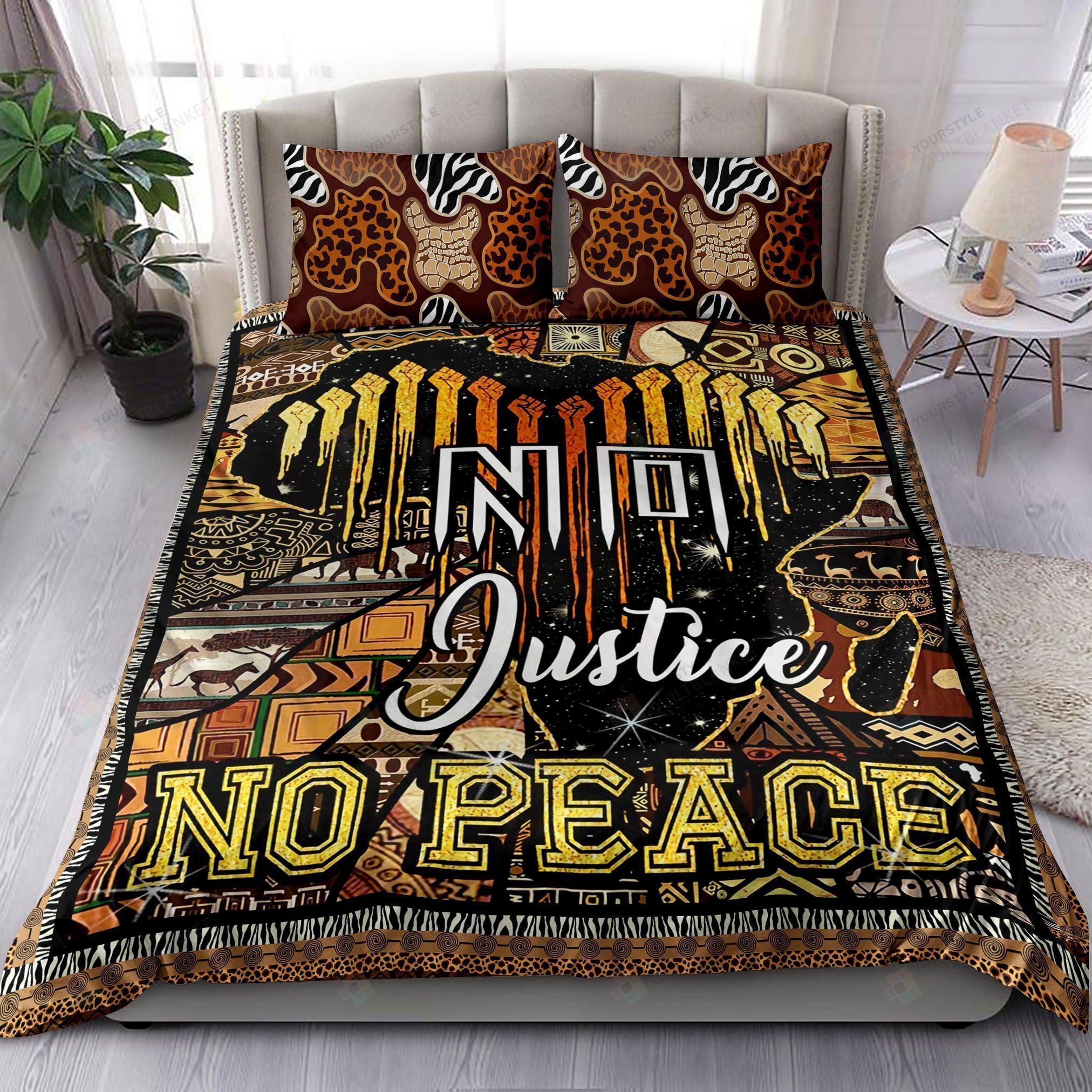 Africa No Justice No Peace Bedding Set Cotton Bed Sheets Spread Comforter Duvet Cover Bedding Sets
