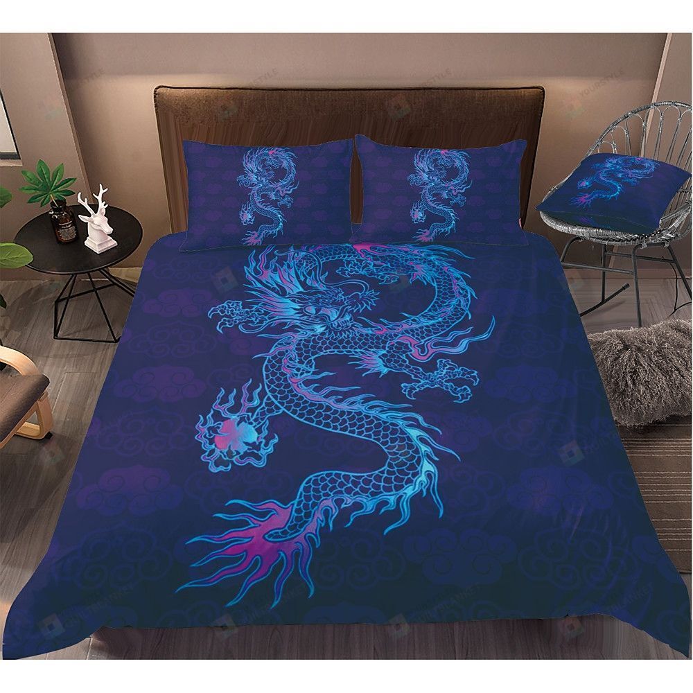 Blue Dragon Bedding Set Cotton Bed Sheets Spread Comforter Duvet Cover Bedding Sets