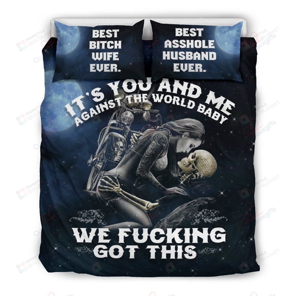 Skull Couple We Fucking Got This Bedding Set Bed Sheets Spread Comforter Duvet Cover Bedding Sets