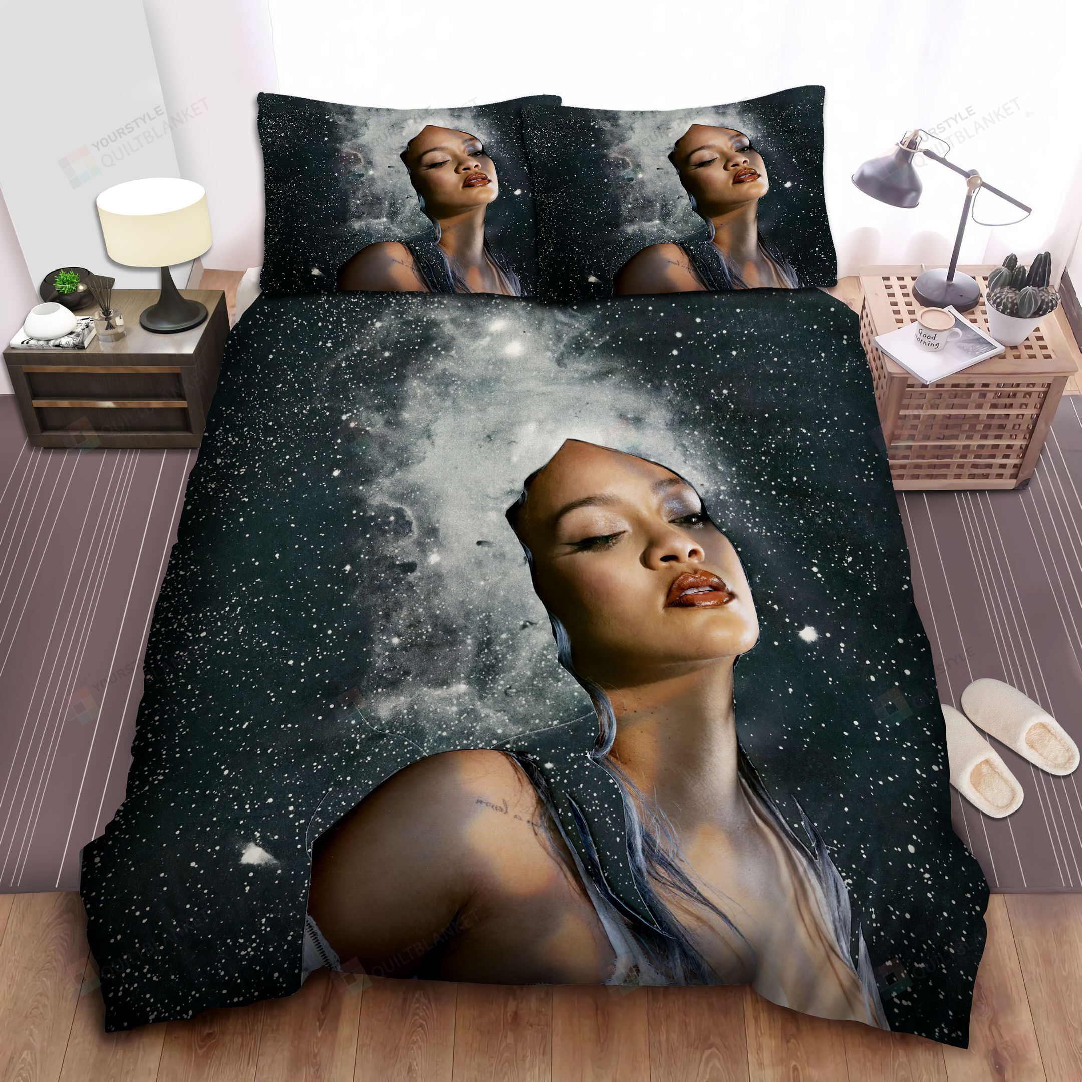 Rihanna & Galaxy Bed Sheets Spread Comforter Duvet Cover Bedding Sets