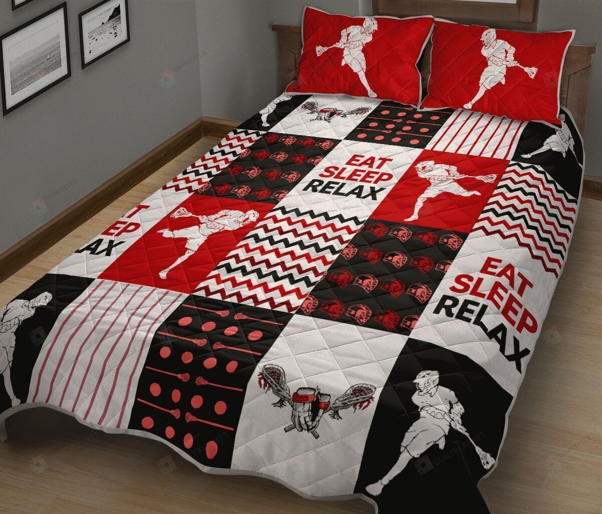 Lacrosse Eat Sleep Relax Quilt Bedding Set Bed Sheets Spread Comforter Duvet Cover Bedding Sets