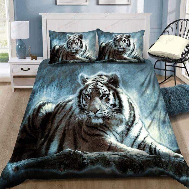 White Tiger Vintage Bedding Custom Name Duvet Cover Bedding Set