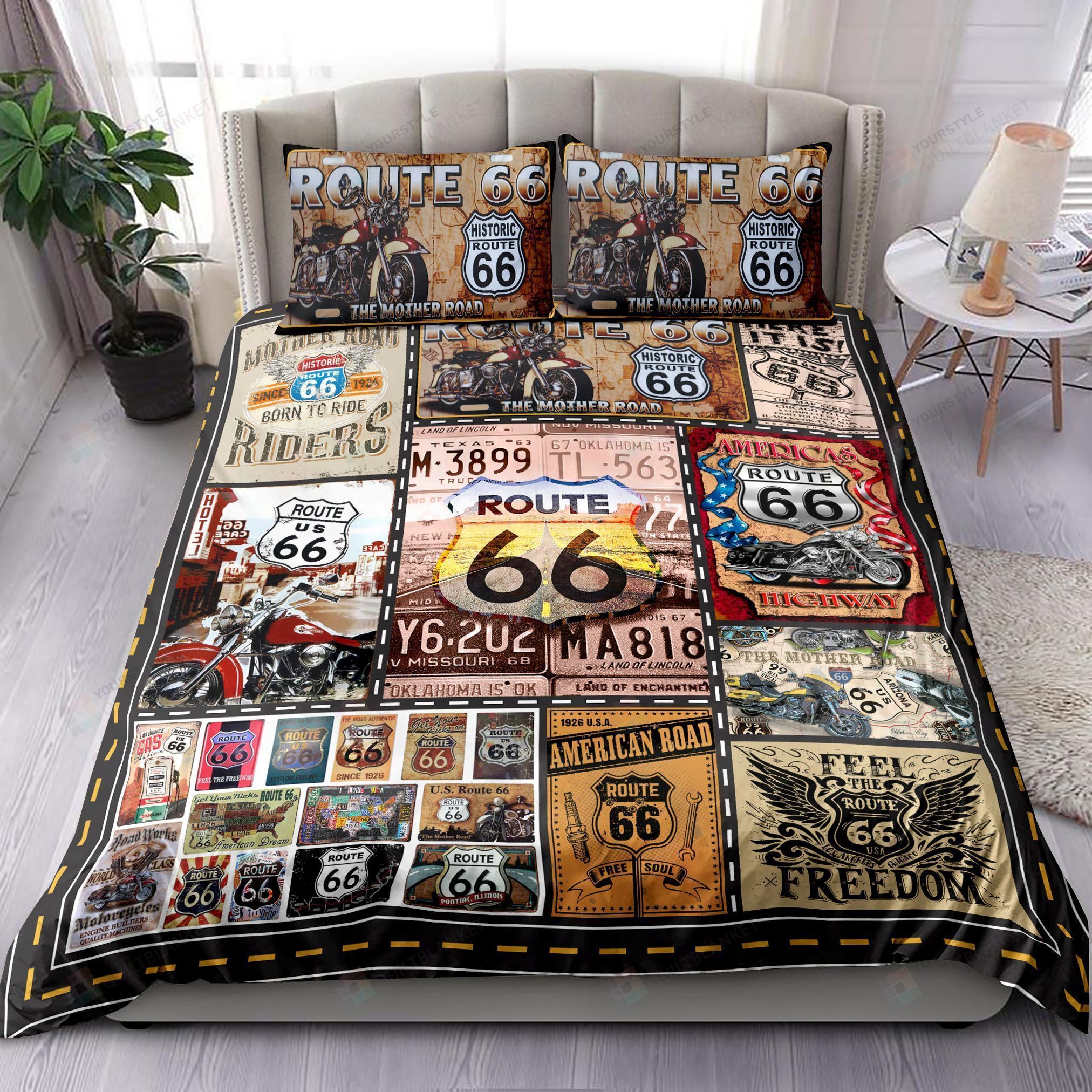 Route 66 Route The Mother Road Bedding Set Bed Sheets Spread Comforter Duvet Cover Bedding Sets