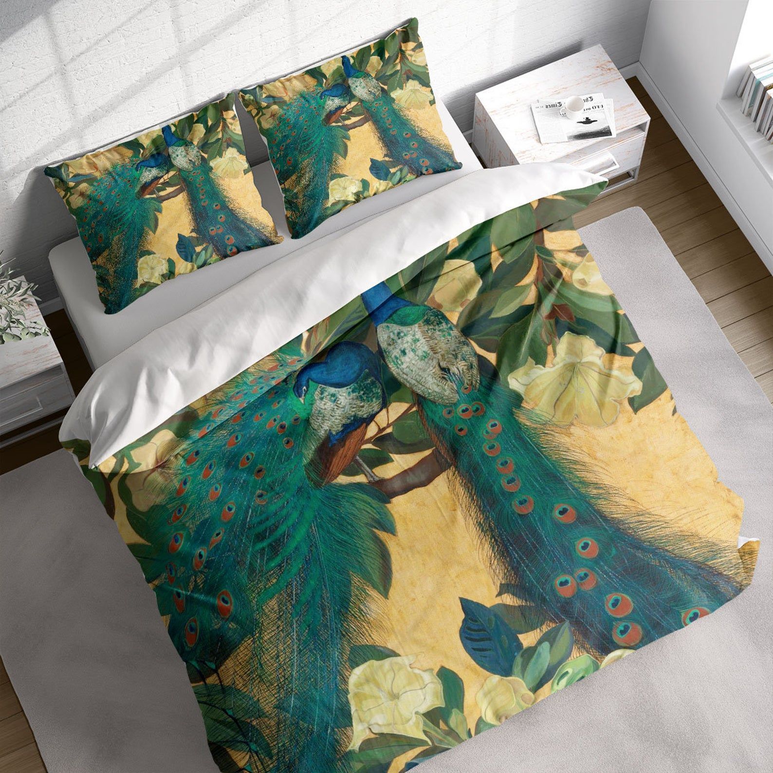 Peacock Bedding Set  Bed Sheets Spread Comforter Duvet Cover Bedding Sets