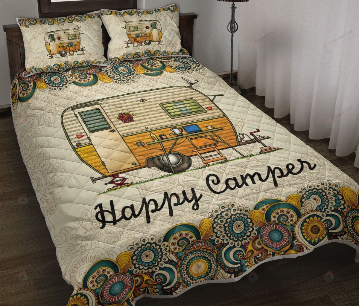 Camping Van Happy Campers Quilt Bedding Set