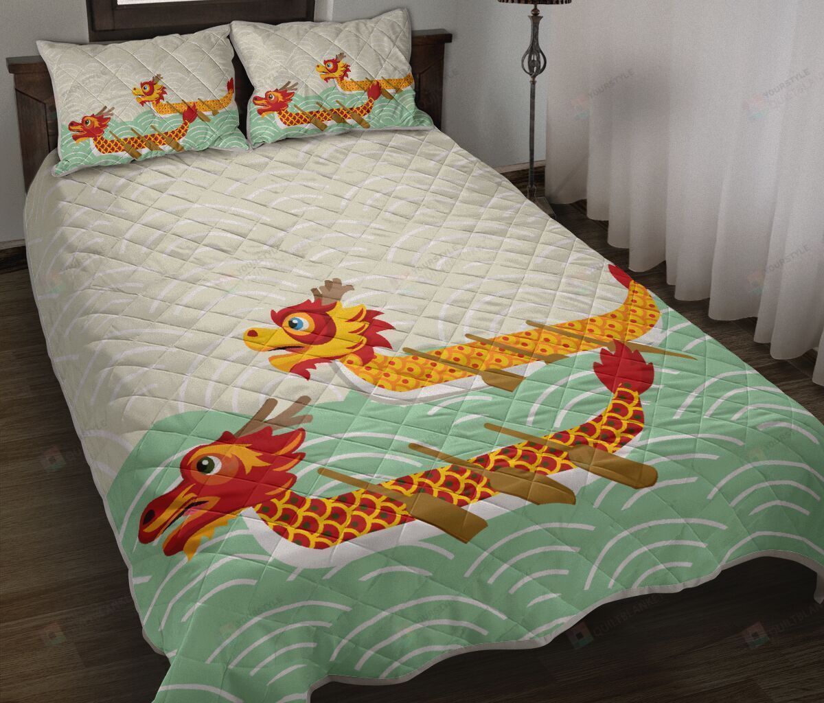 Dragon Boat Quilt Bedding Set