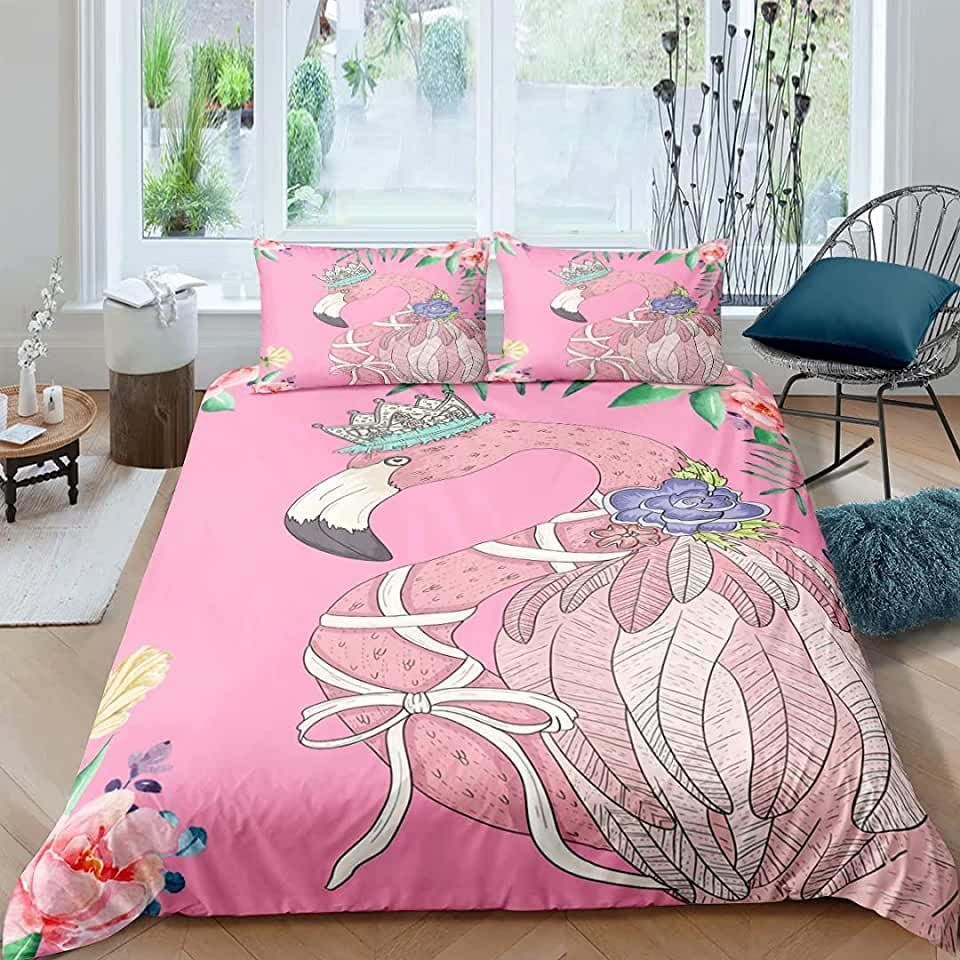 Flamingo Pink Bedding Set Bed Sheets Spread Comforter Duvet Cover Bedding Sets