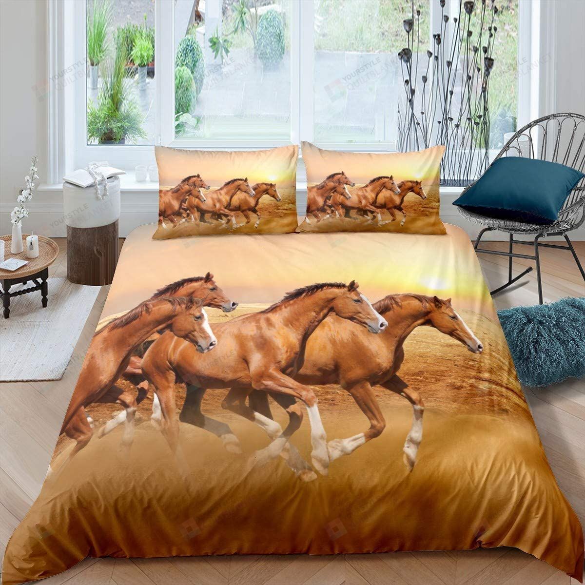 Brown Horses Bedding Set Bed Sheet Spread Comforter Duvet Cover Bedding Sets