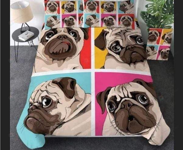 Four Pugs Duvet Cover Bedding Set