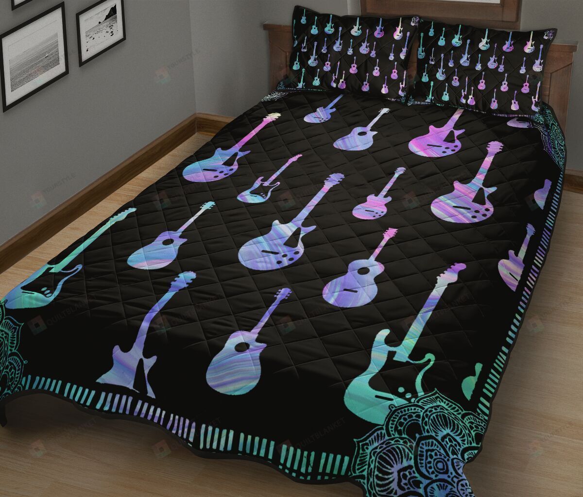 Hologram Guitars Quilt Bedding Set