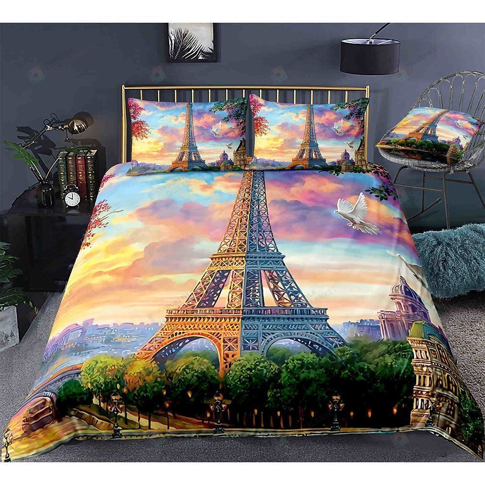 Eiffel Tower In Paris Bedding Set Bed Sheets Spread Comforter Duvet Cover Bedding Sets