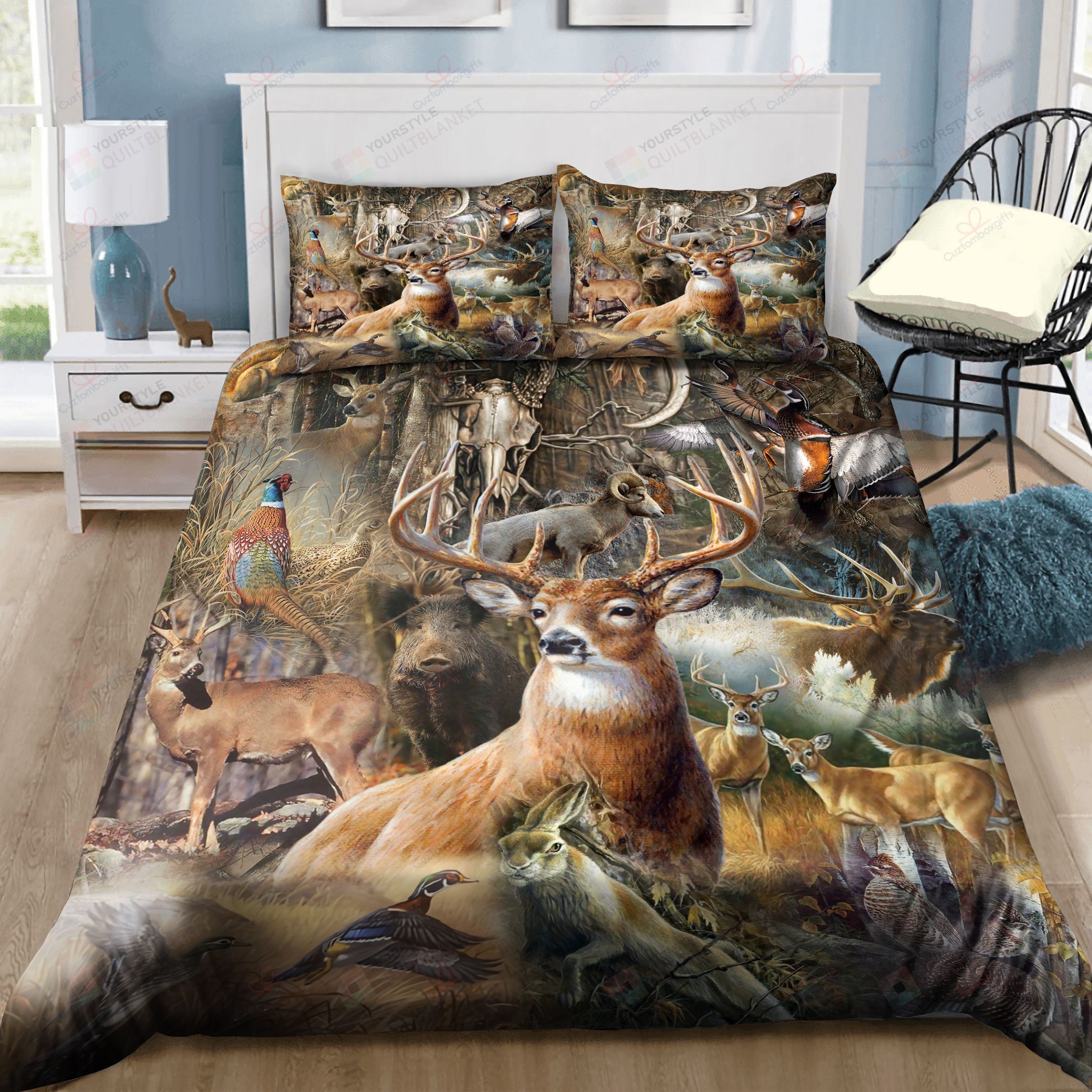 Hunting Deer Bed Sheets Spread Duvet Cover Bedding Set