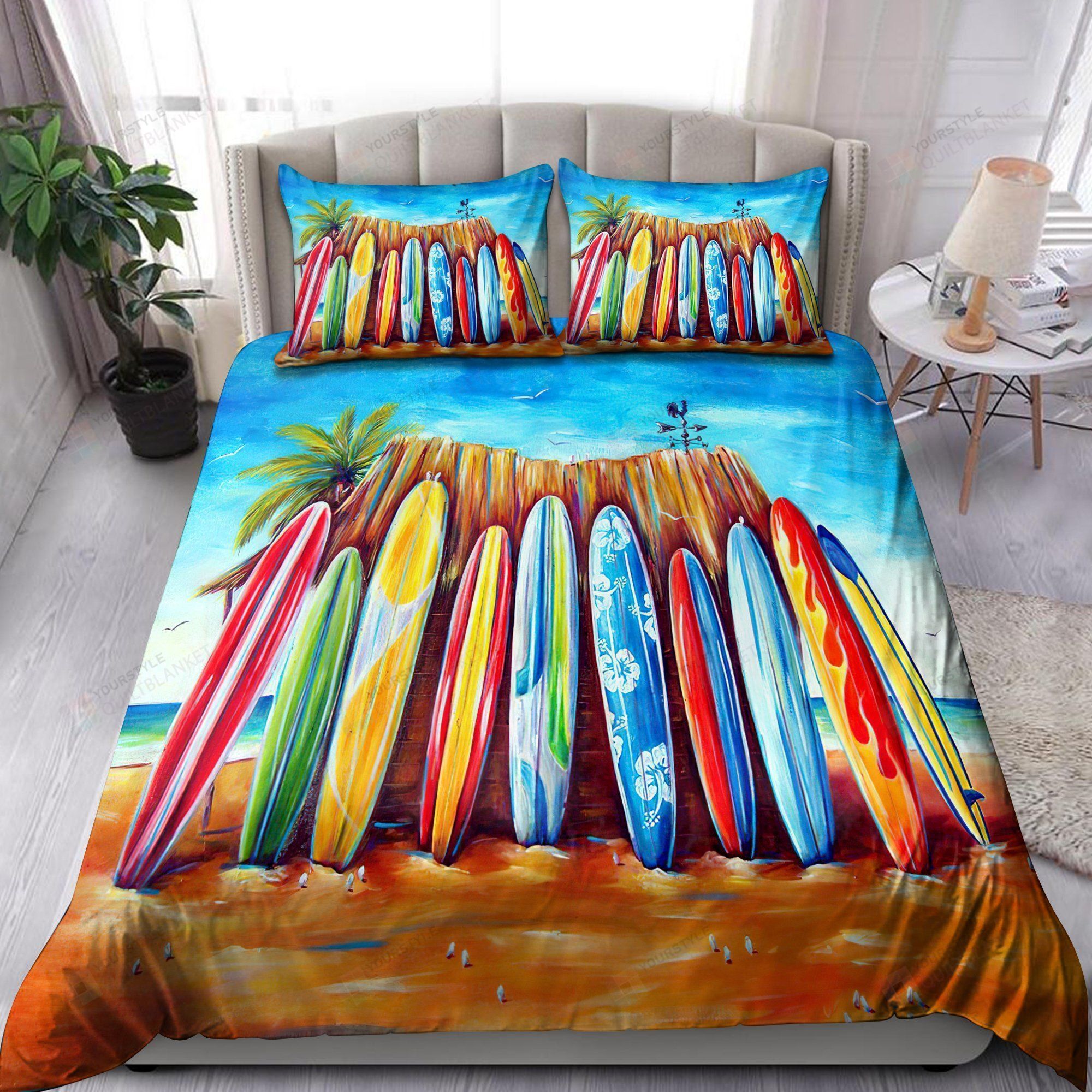 Surfboard And Beach Bedding Set Bed Sheets Spread Comforter Duvet Cover Bedding Sets