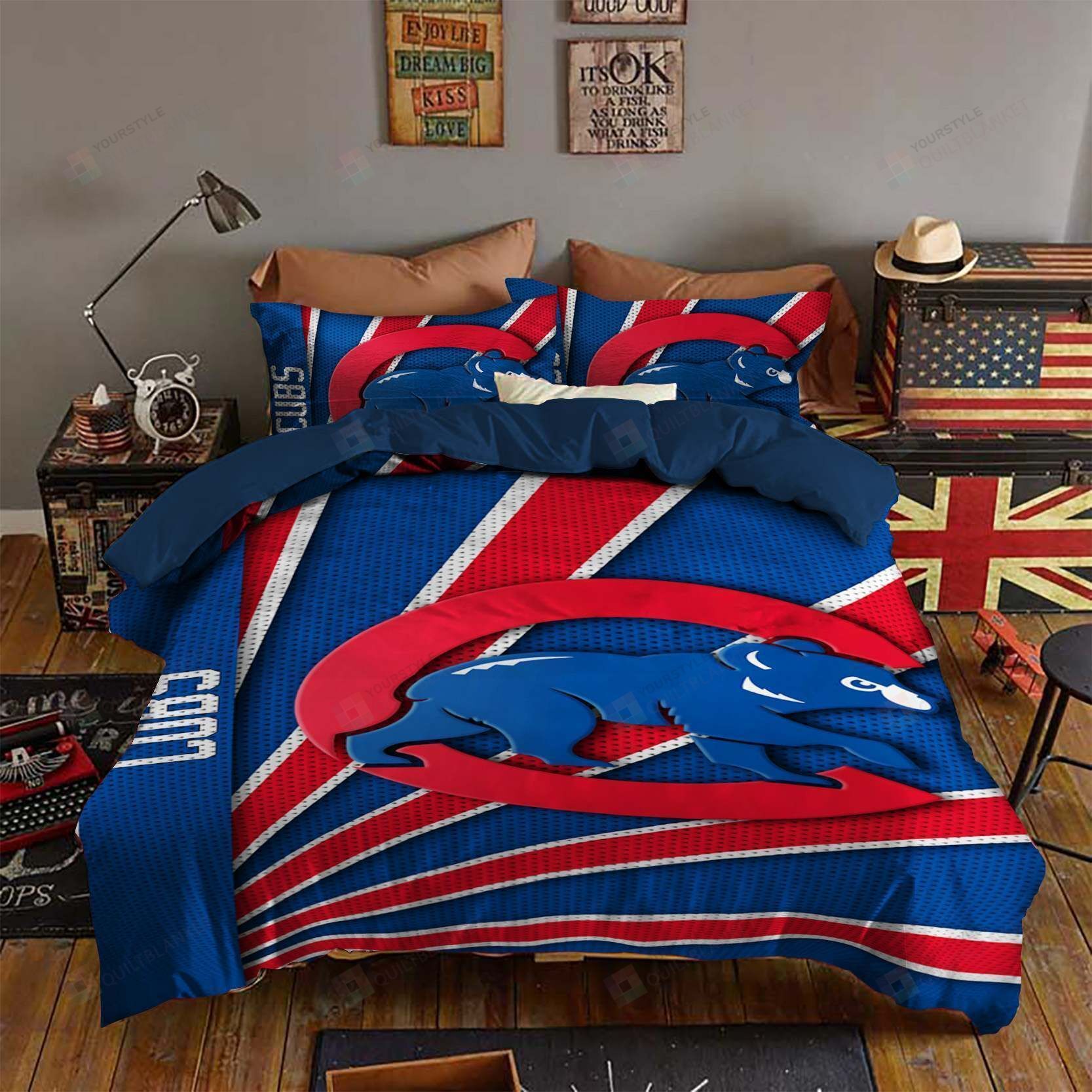 Chicago Cubs Bedding Set Sleepy (Duvet Cover & Pillow Cases)