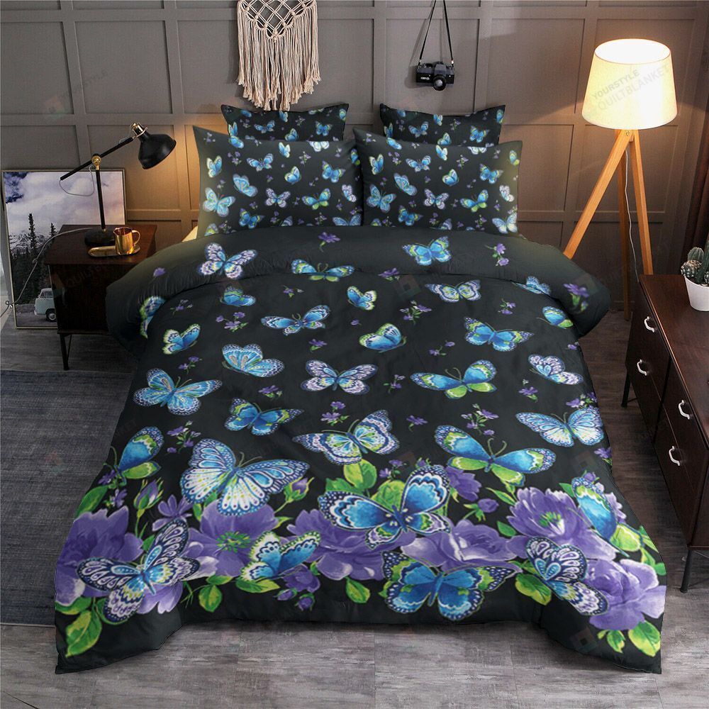 Butterfly Cotton Bed Sheets Spread Comforter Duvet Cover Bedding Sets