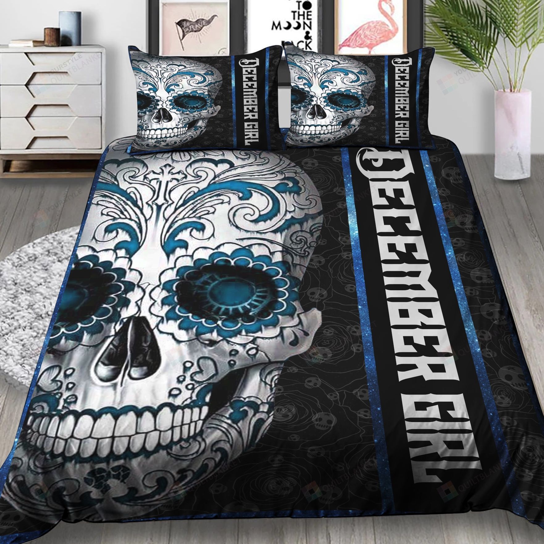 December Girl Tattoos Skull Bedding Set Nh1910120