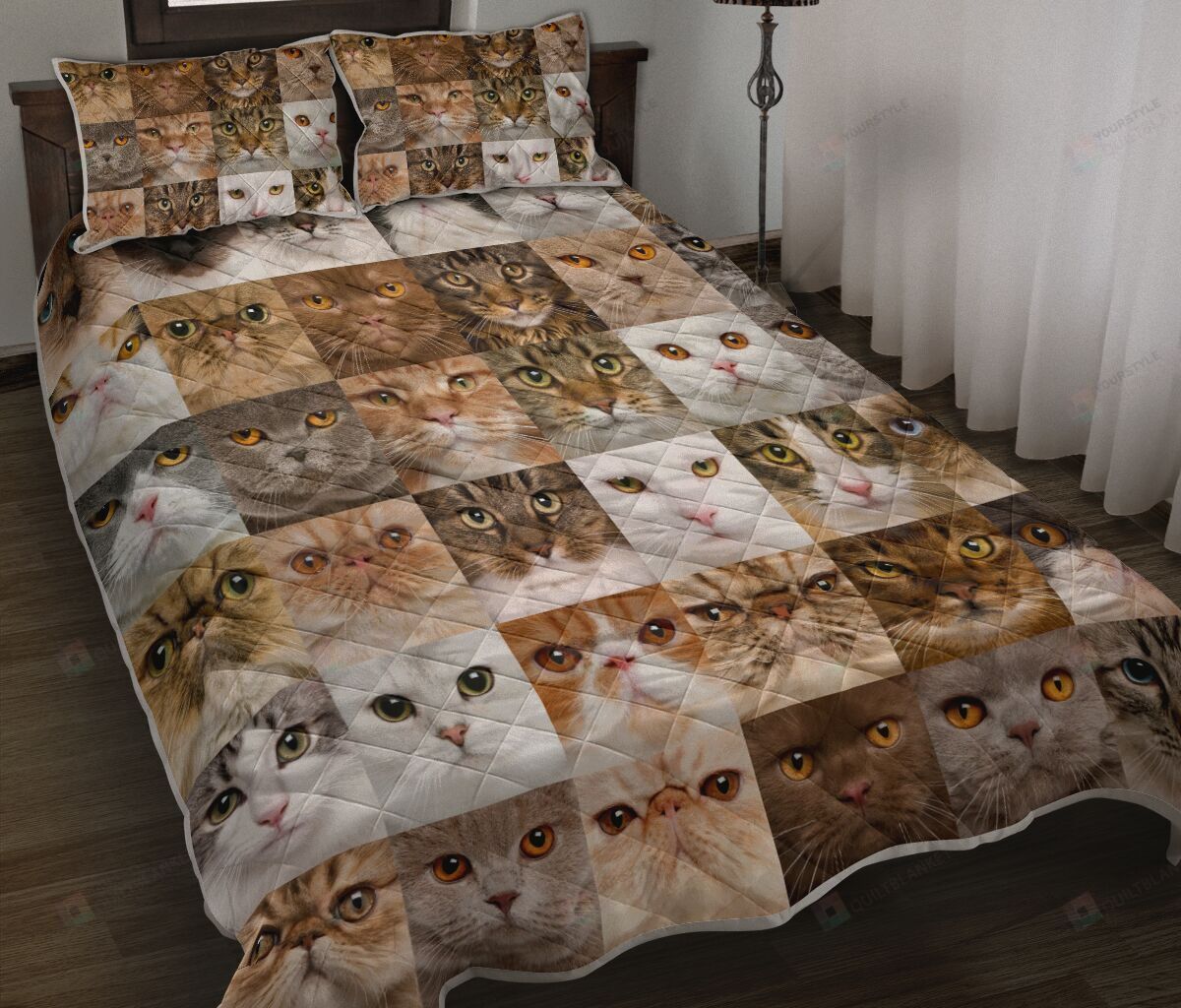 Cat Face Quilt Bedding Set