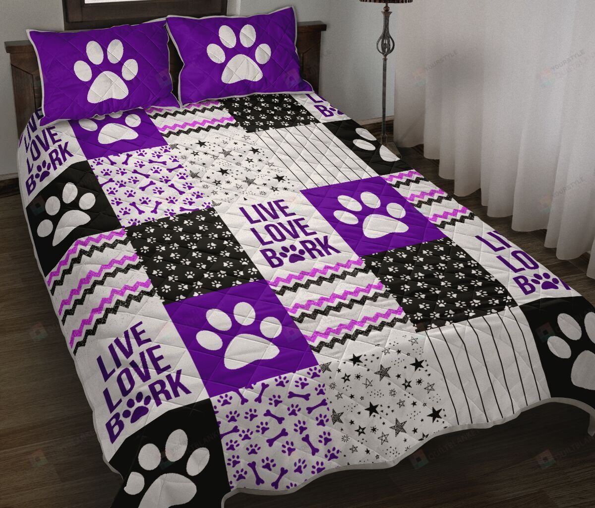 Dog Shape Pattern Quilt Bedding Set