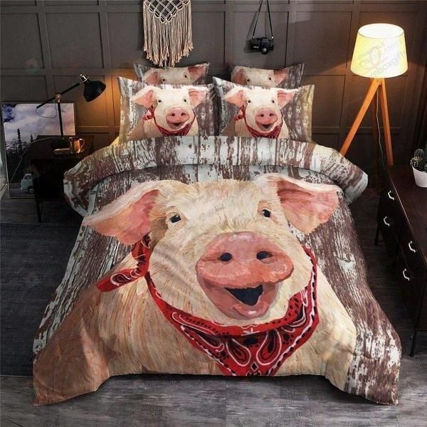 Cute Pig Smiling Bedding Set Cotton Bed Sheets Spread Comforter Duvet Cover Bedding Sets