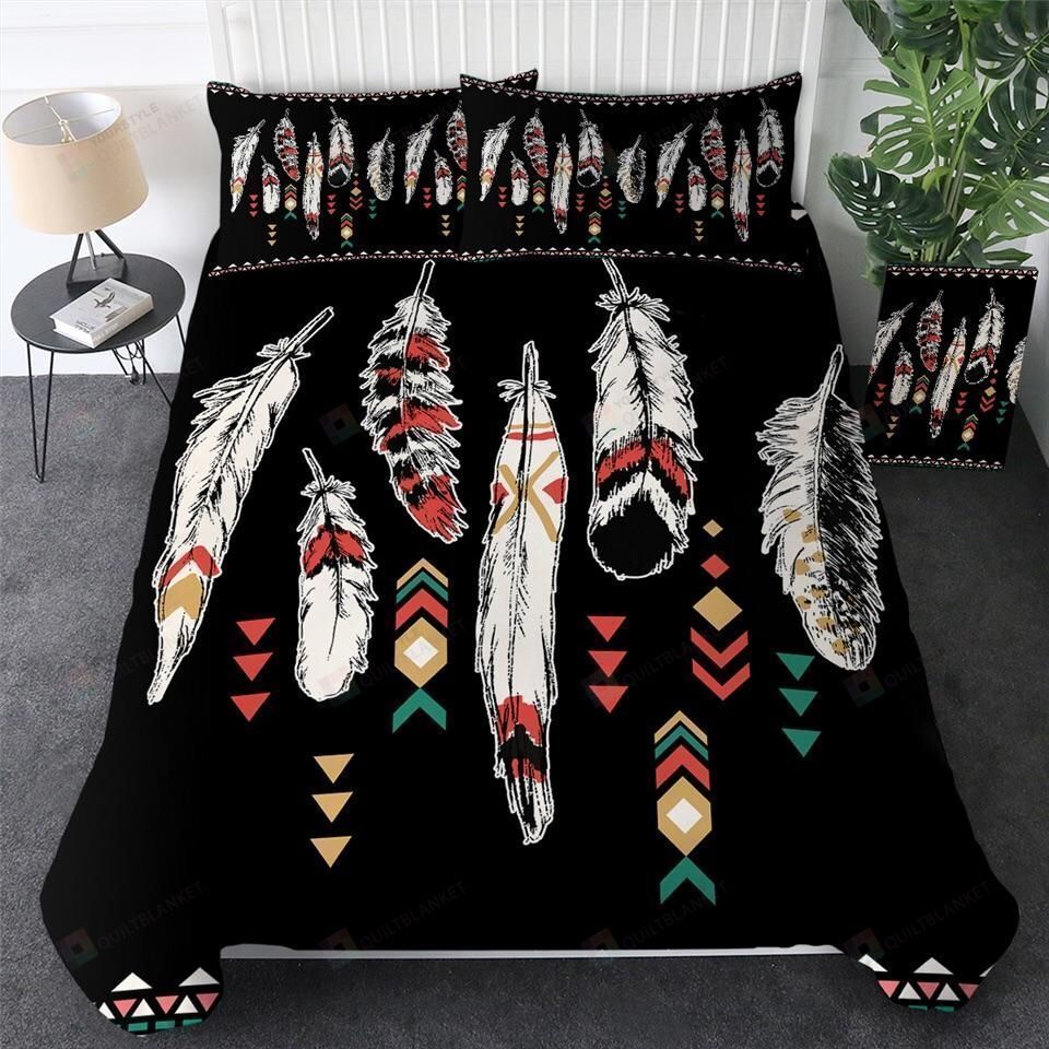 Feathers Cotton Bed Sheets Spread Comforter Duvet Cover Bedding Sets