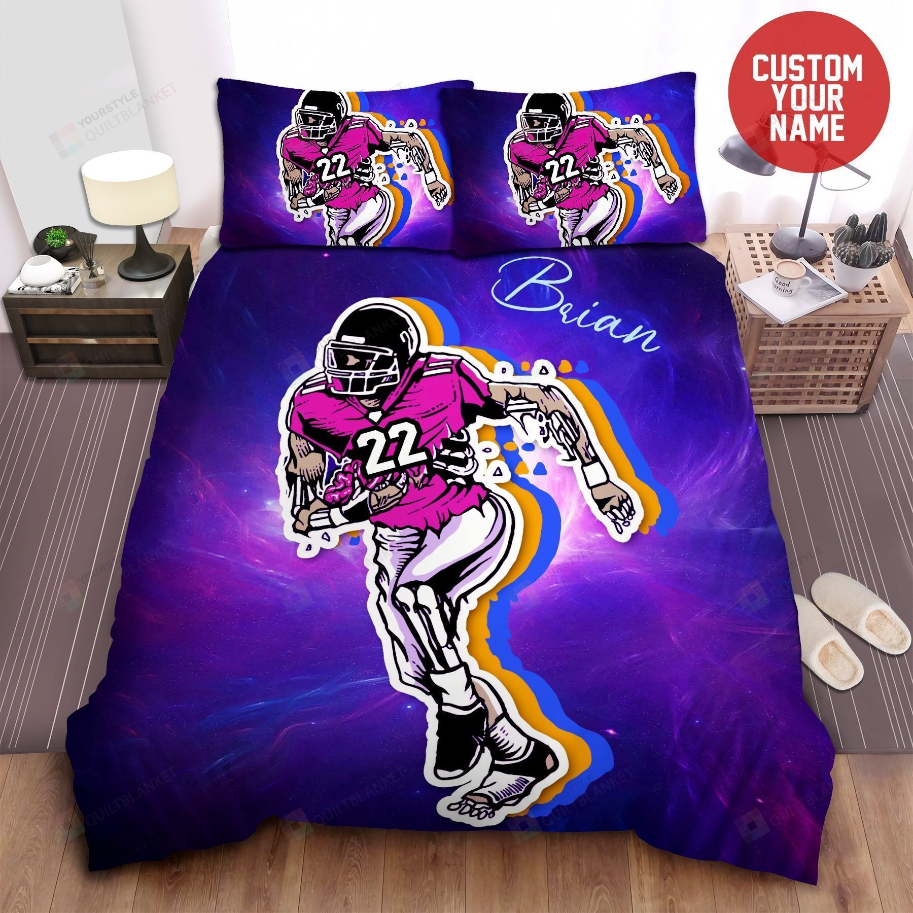 Zombie Football Player Custom Name Duvet Cover Bedding Set