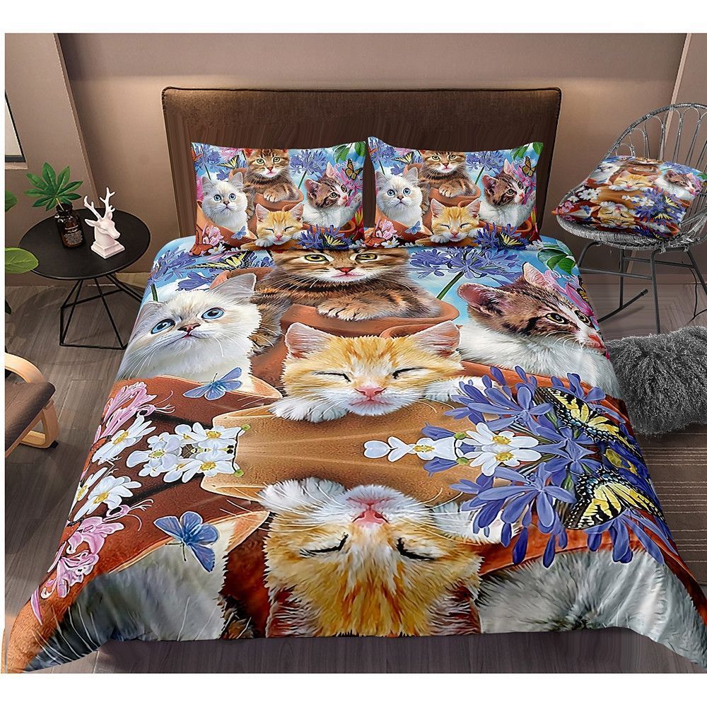 Lovely Cats Bedding Set Bed Sheets Spread Comforter Duvet Cover Bedding Sets