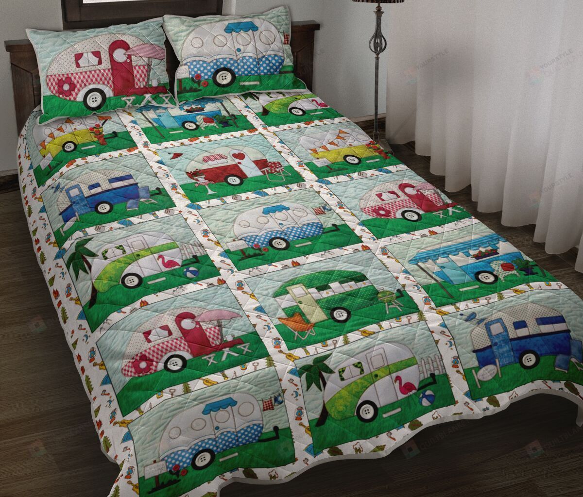 Camping Van Happy Campers Quilt Bedding Set