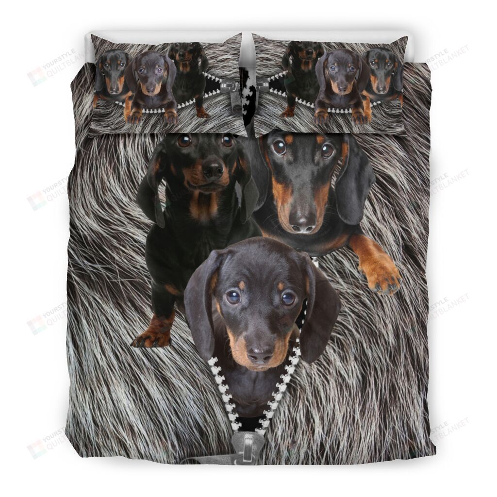 Dachshund Dogs And Zipper Bedding Set Cotton Bed Sheets Spread Comforter Duvet Cover Bedding Sets