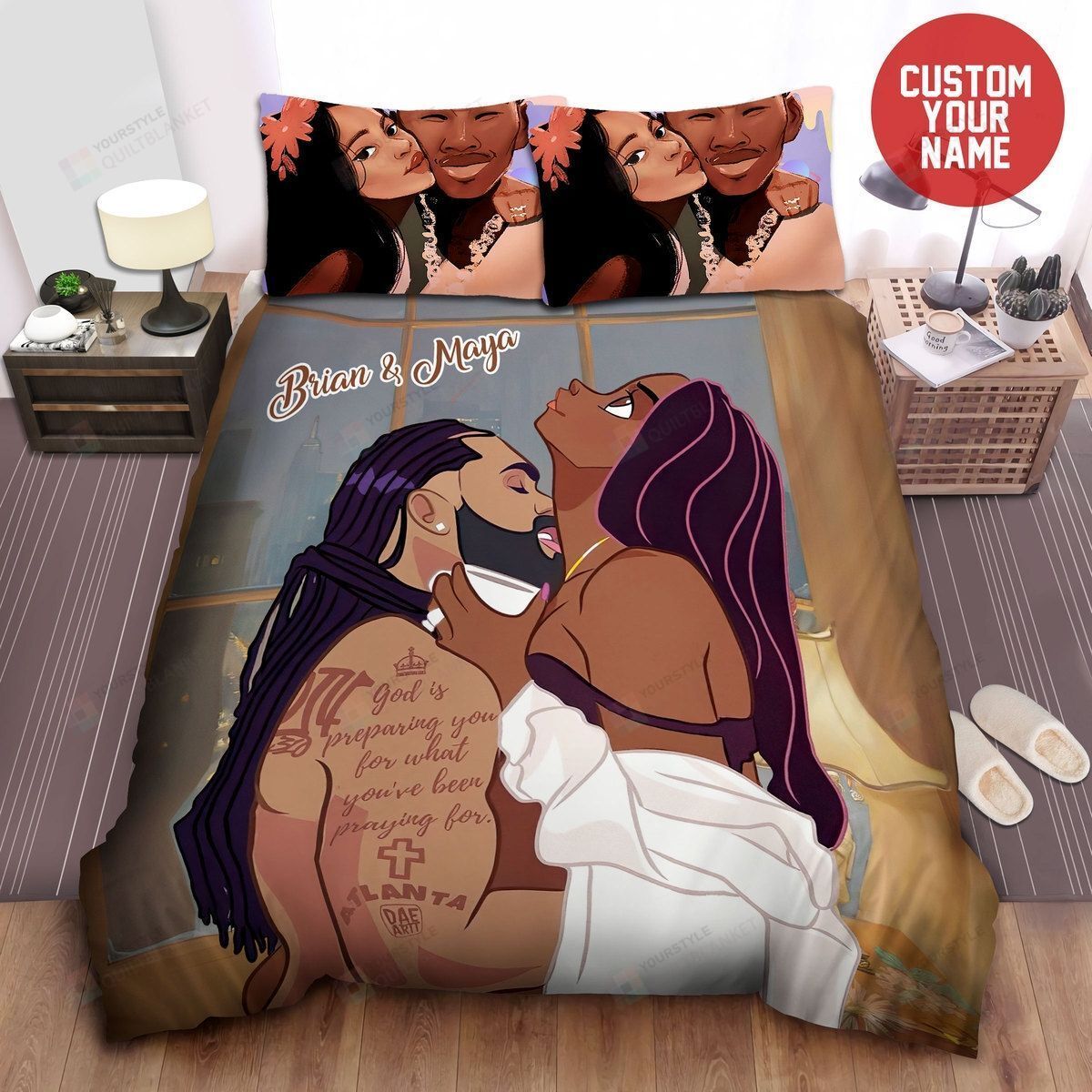 Happy Black Couple Life Custom Name Duvet Cover Bedding Sets