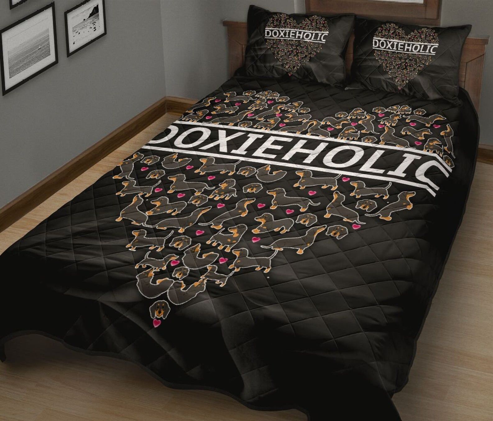 Dachshund Doxieholic Quilt Bedding Set Cotton Bed Sheets Spread Comforter Duvet Cover Bedding Sets