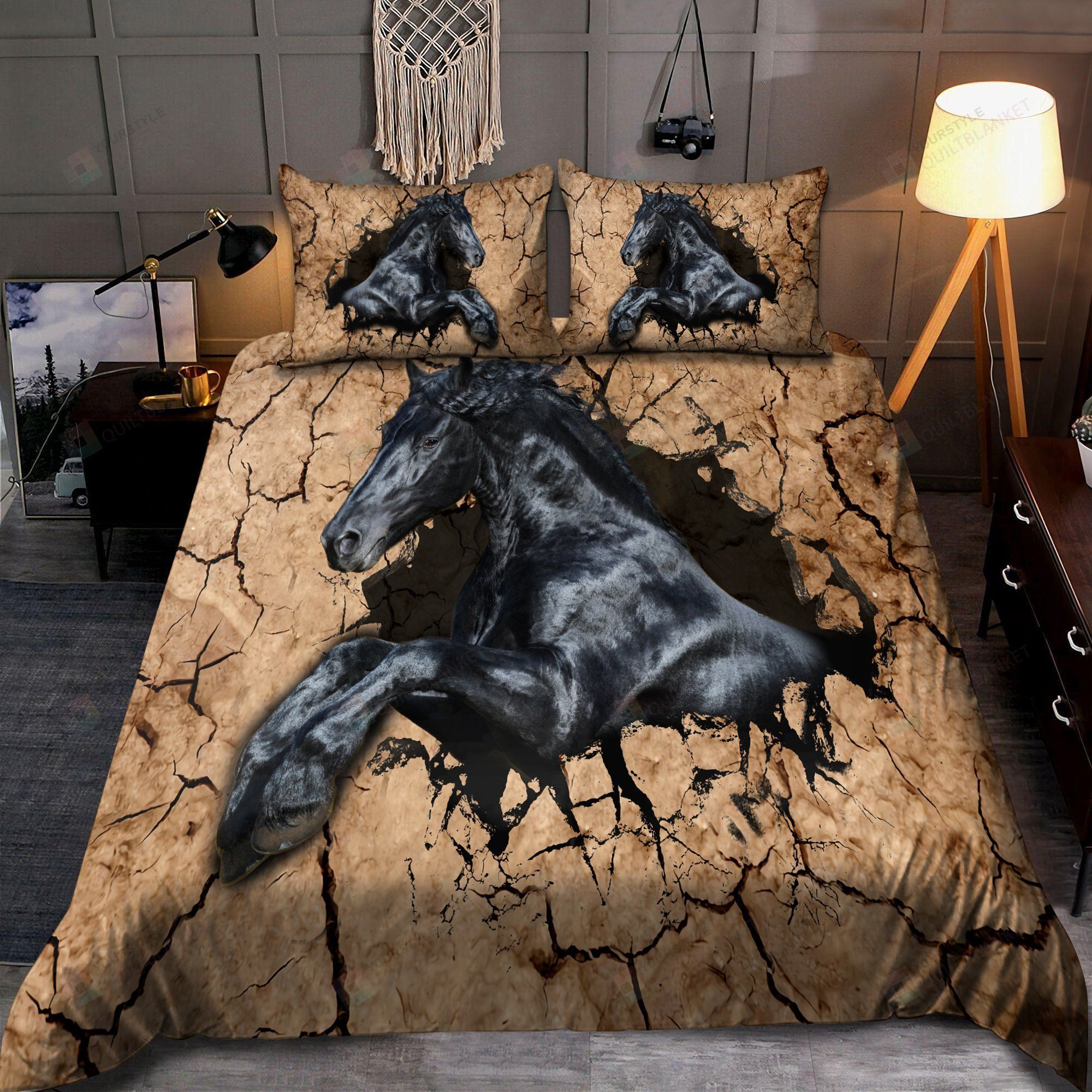 Black Horse Bedding Set Cotton Bed Sheets Spread Comforter Duvet Cover Bedding Sets