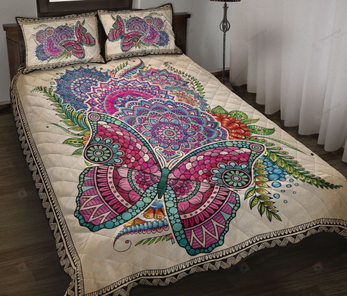 Butterfly Vintage Zentangle Quilt Bedding Set