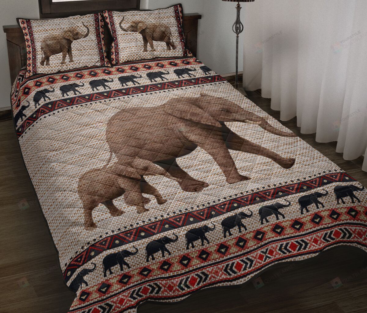 Elephant Family Quilt Bedding Set