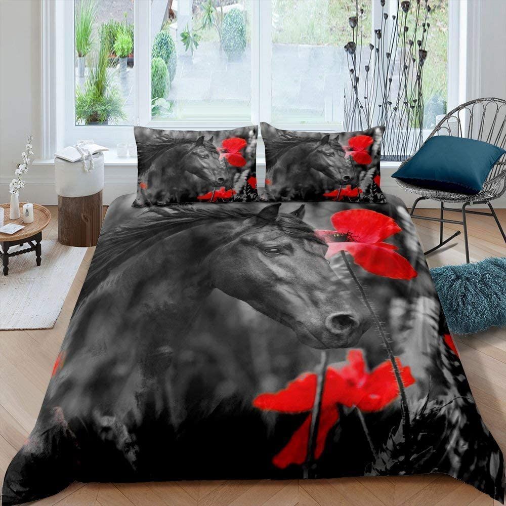 Black Horse Bedding Set Bed Sheet Spread Comforter Duvet Cover Bedding Sets