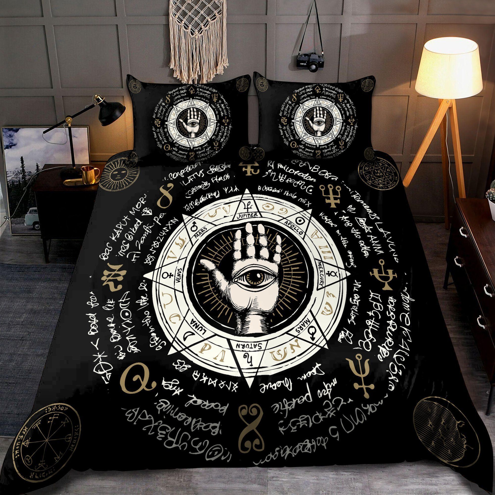 Alchemy Black Bedding Set Cotton Bed Sheets Spread Comforter Duvet Cover Bedding Sets