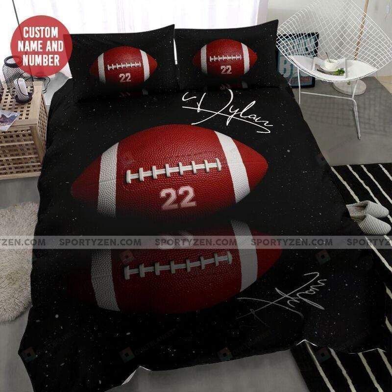 Football Shadow Custom Duvet Cover Bedding Set With Your Name