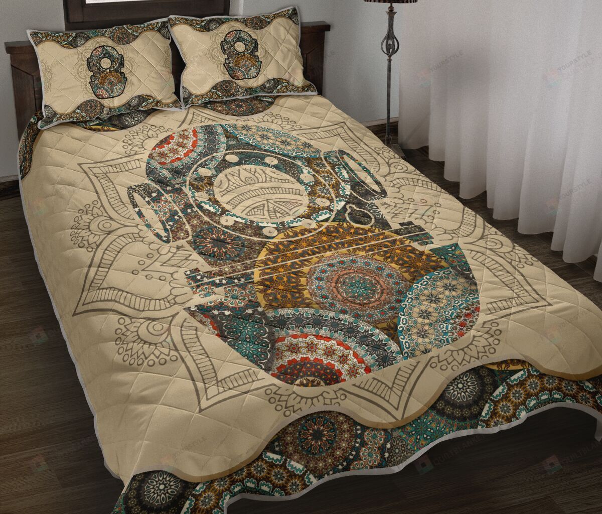 Scuba Diving Mandala Quilt Bedding Set