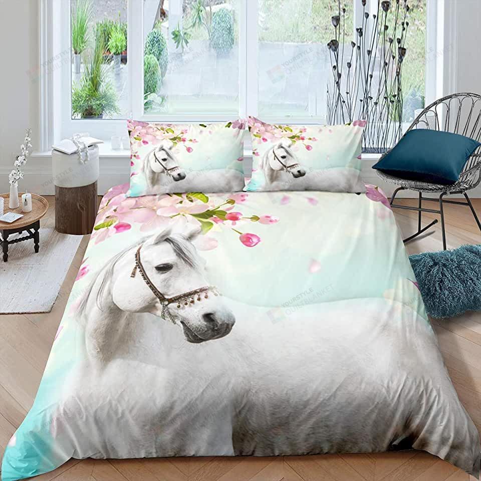 White Horse Bedding Set Bed Sheets Spread Comforter Duvet Cover Bedding Sets