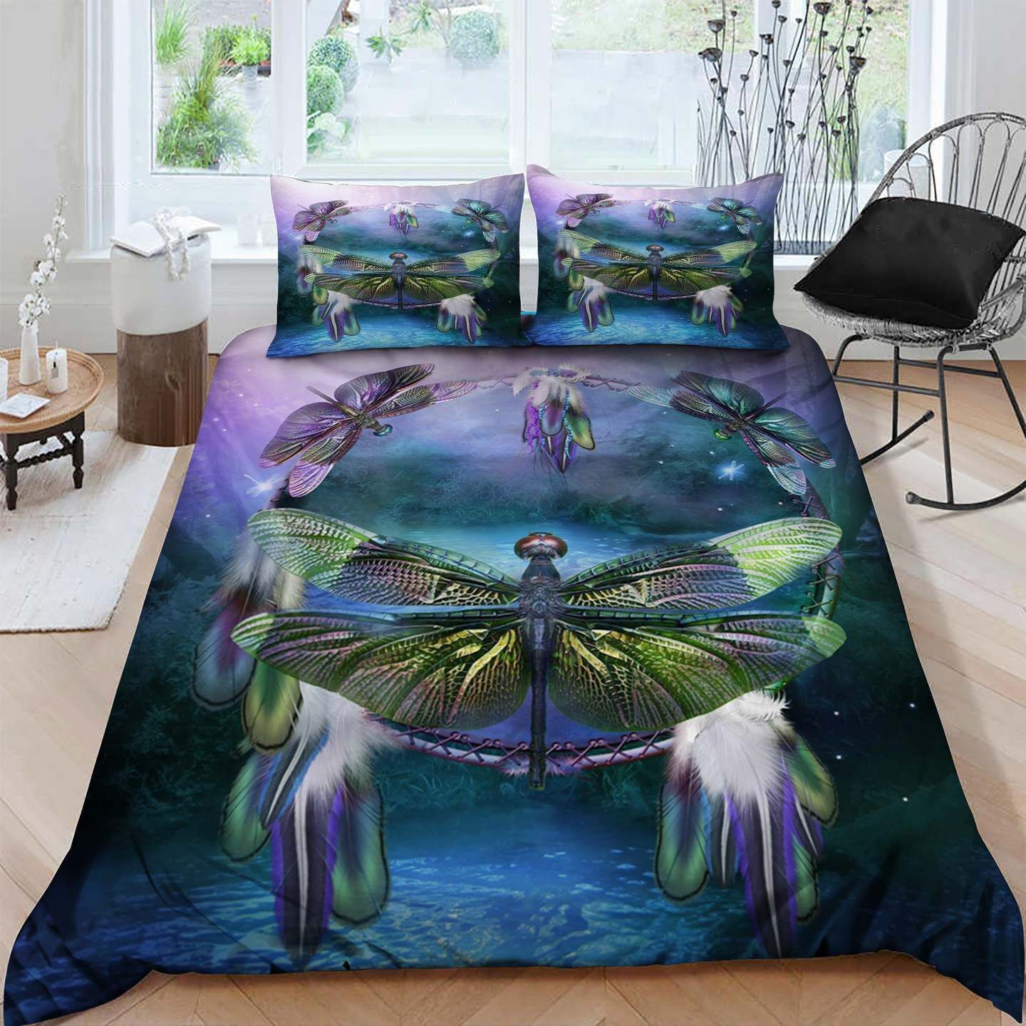 Dragonfly Cotton Bed Sheets Spread Comforter Duvet Cover Bedding Sets