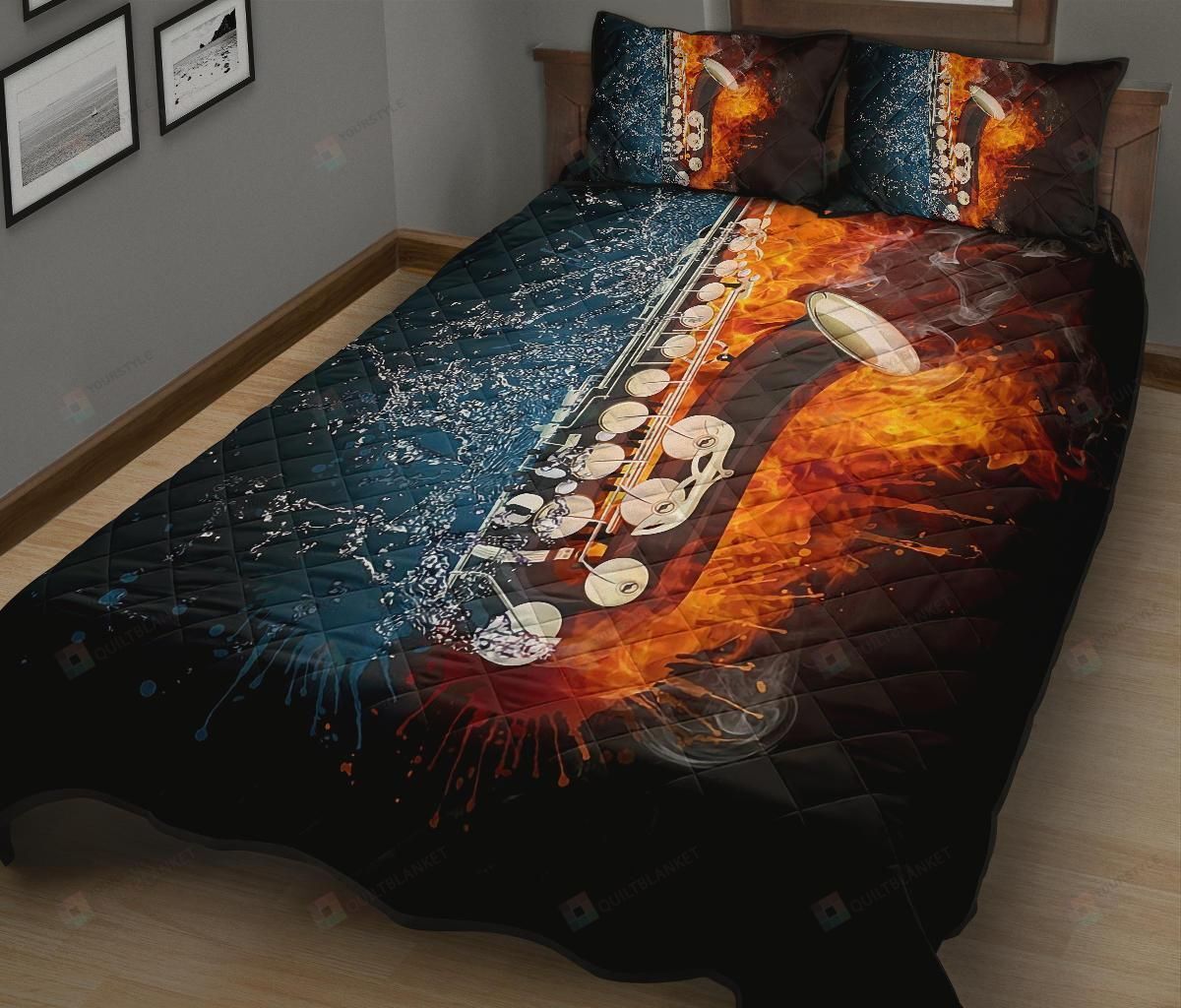 Ice Fire Saxophone Quilt Bedding Set Bed Sheets Spread Comforter Duvet Cover Bedding Sets