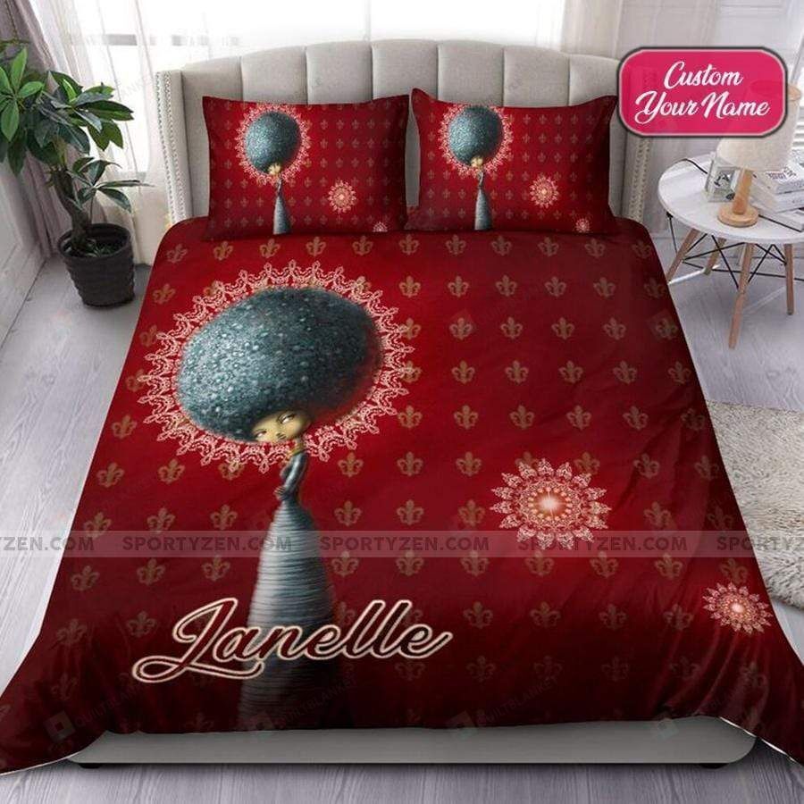 Black Woman Big Art Bedding Personalized Custom Name Duvet Cover Bedding Set